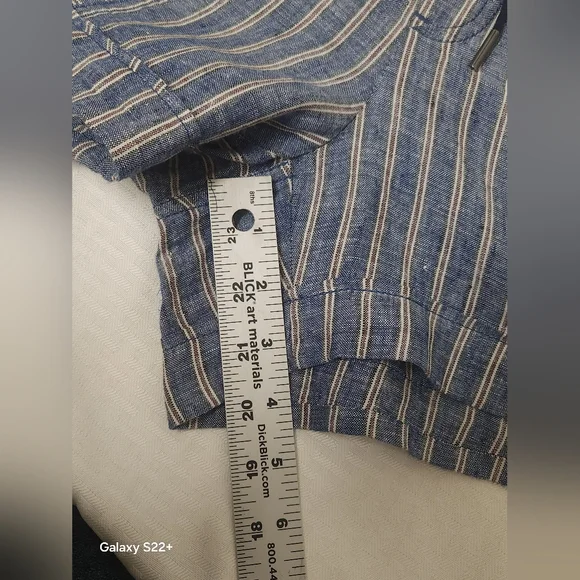 Athleta Cabo 100% Linen Striped Shorts Blue & White Size 8. #A13 - Picture 8 of 10